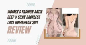 Women's Fashion Satin Deep V Silky Backless Lace Homewear Suit